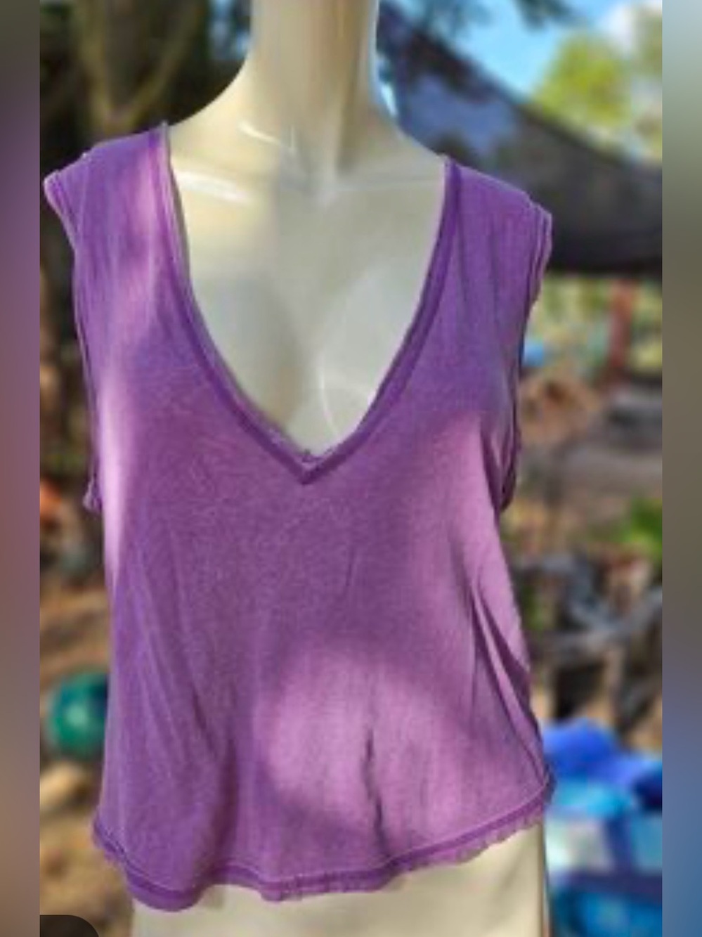We The Free XS Lavender V-Neck Sleeveless Crop Tank